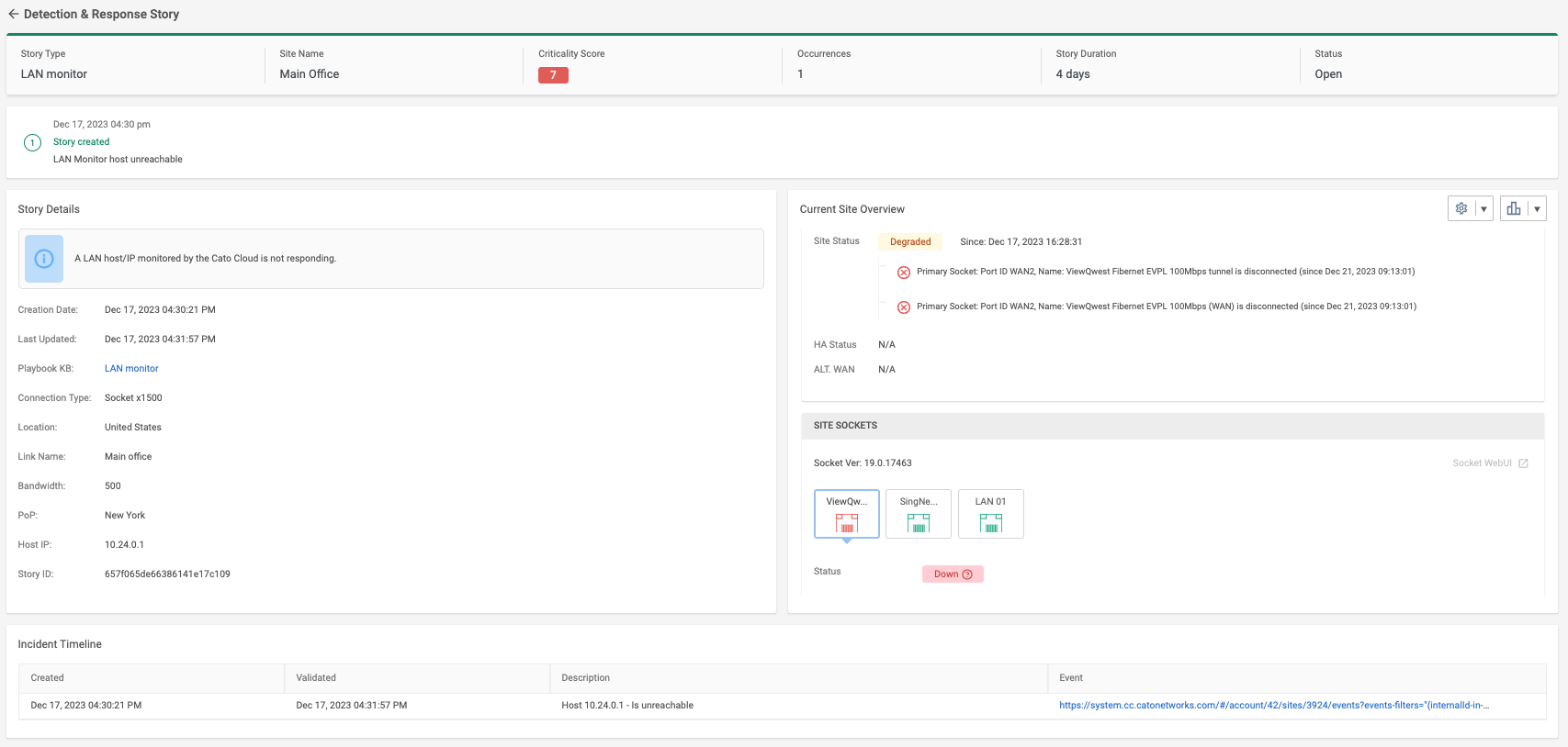 LAN Monitoring Host Unreachable Network Playbook Cato Learning Center